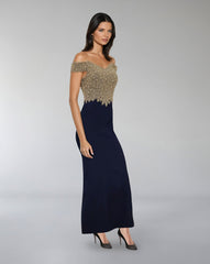 Off-Shoulder Beaded Bodice Gown – CELESTI