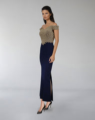 Off-Shoulder Beaded Bodice Gown – CELESTI