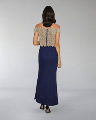 Off-Shoulder Beaded Bodice Gown – CELESTI