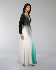 Plunging Ombre Gown with Embellished Bodice – ASTRIID