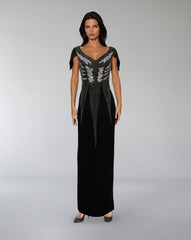 Embellished Cap-Sleeve Column Gown – NOIVA