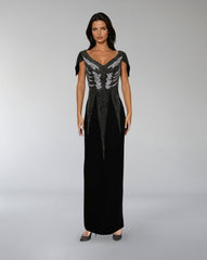 Embellished Cap-Sleeve Column Gown – NOIVA