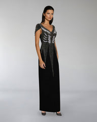 Embellished Cap-Sleeve Column Gown – NOIVA