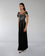 Embellished Cap-Sleeve Column Gown – NOIVA
