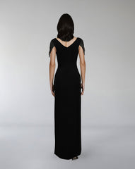 Embellished Cap-Sleeve Column Gown – NOIVA