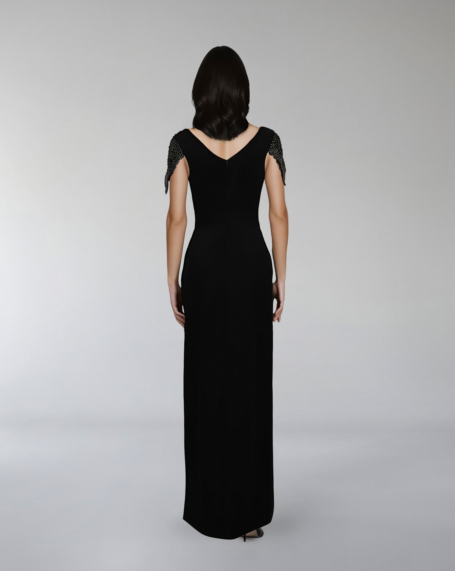 Embellished Cap-Sleeve Column Gown – NOIVA