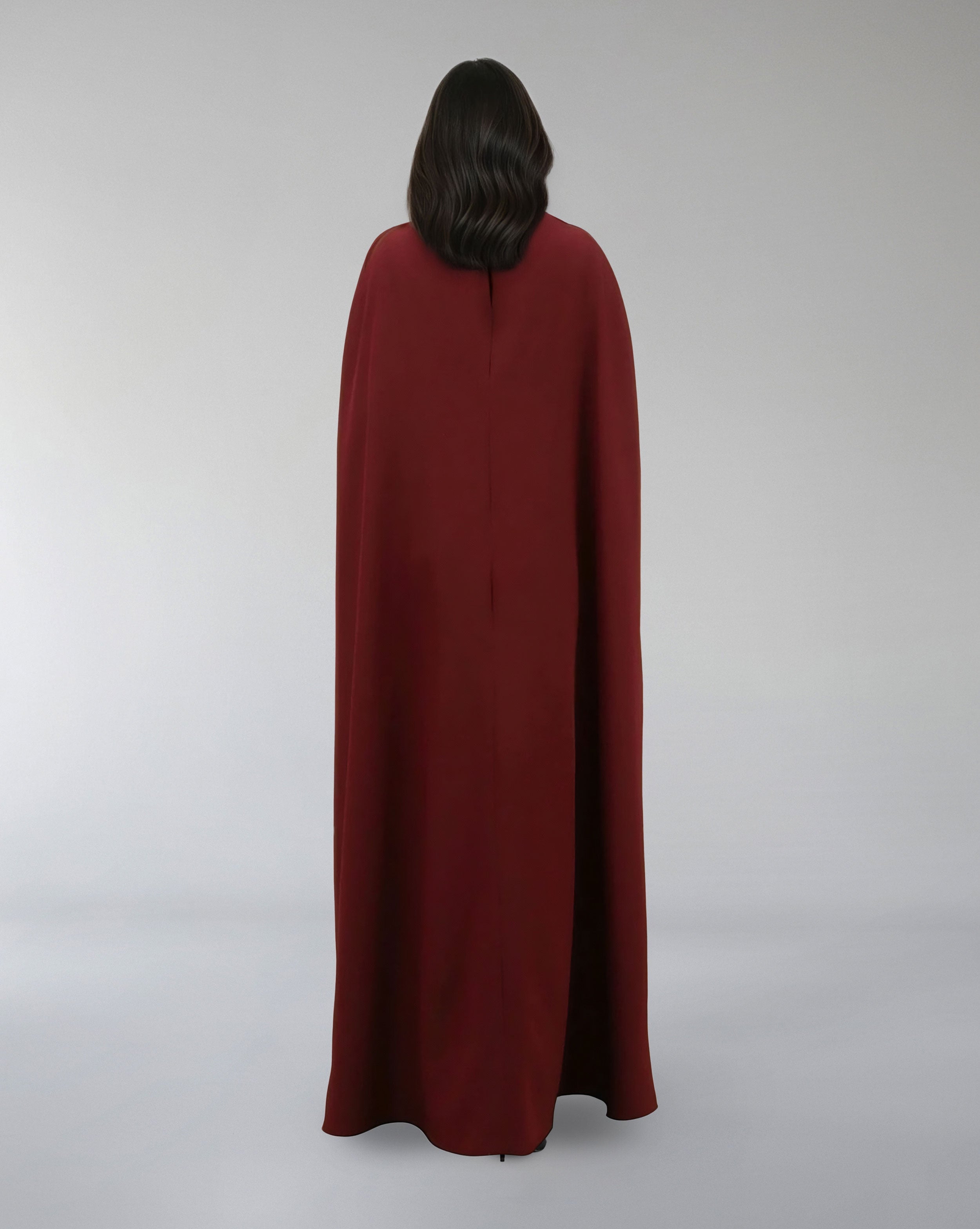 Embellished High-Neck Gown with Flowing Cape – ASITRD