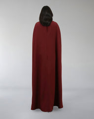 Embellished High-Neck Gown with Flowing Cape – ASITRD