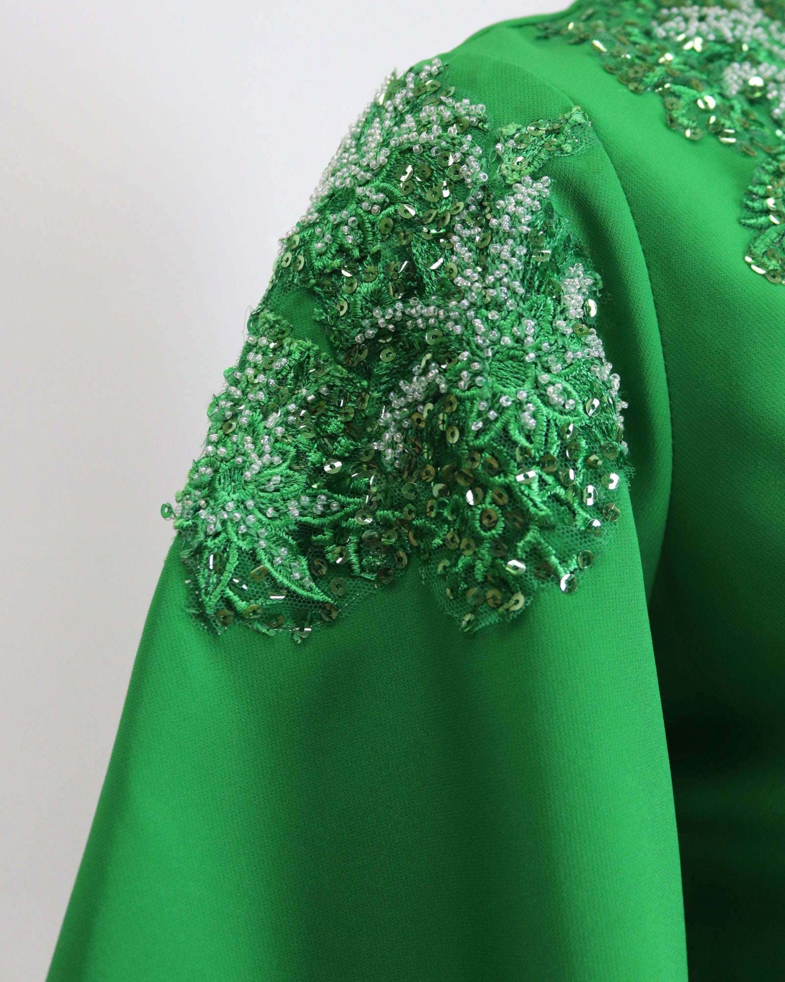 Sequined column dress with bell sleeves