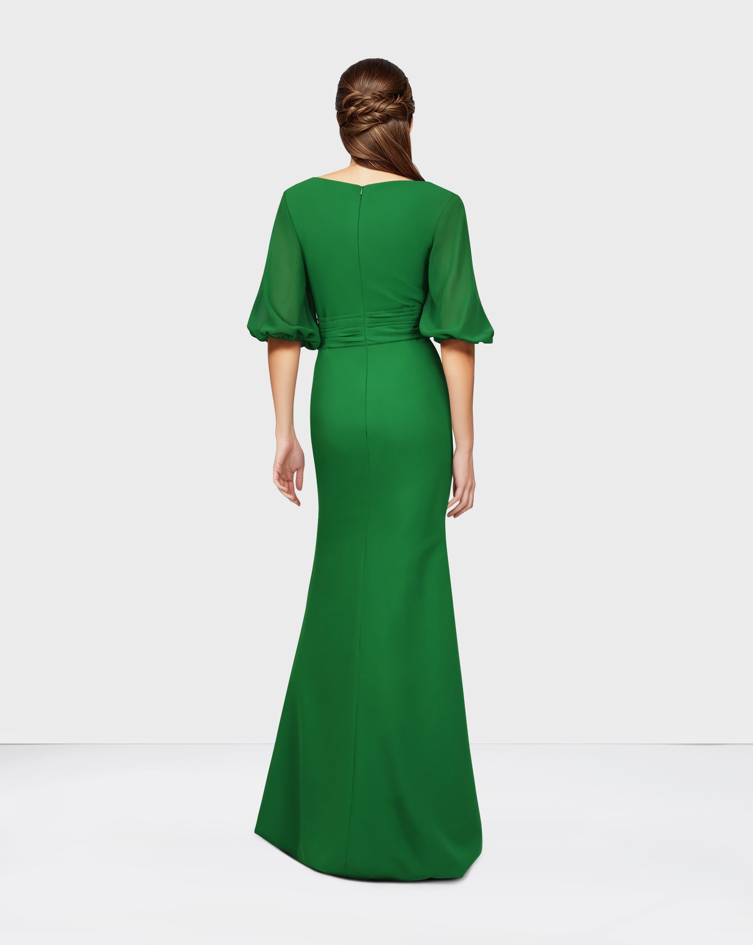 Sequined column dress with waistband and see-through sleeves-Lonah