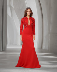 Sequined red dress with front neckline
