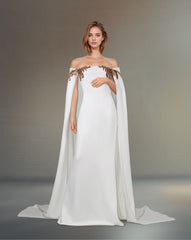 Strapless Sequined dress with maxi cape sleeves