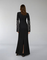 Column dress with beaded long sleeves - LOGAAN
