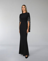 Column dress with beaded long sleeves - LOGAAN