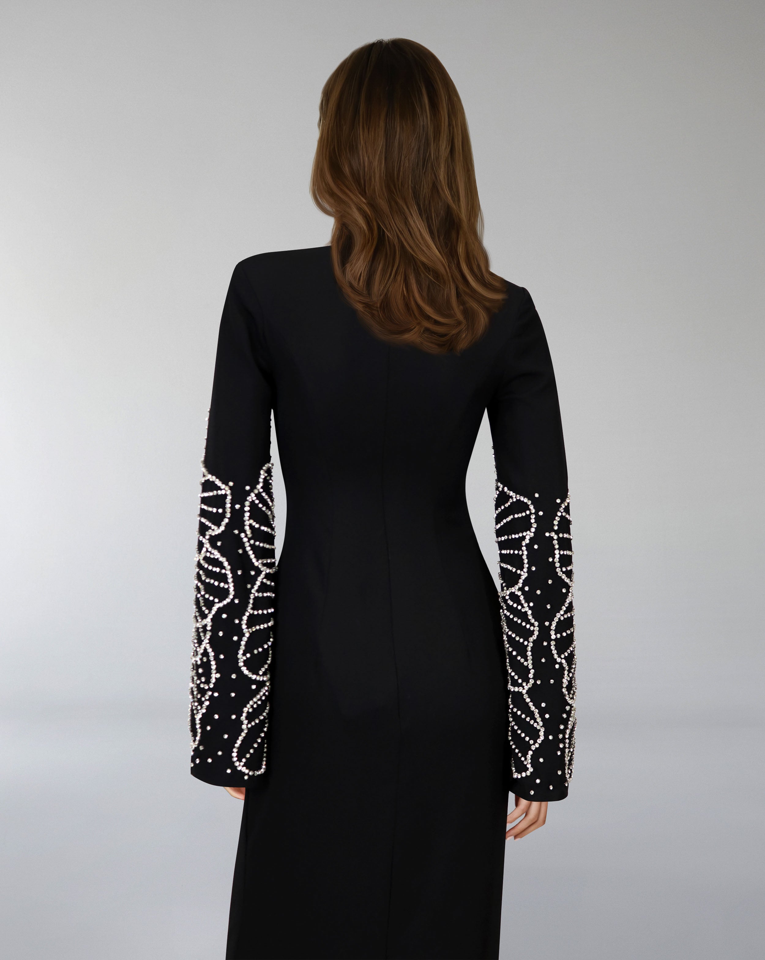 Column dress with beaded long sleeves - LOGAAN