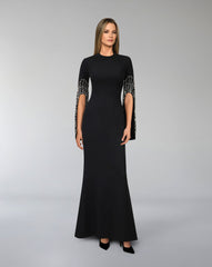 Column dress with beaded long sleeves - LOGAAN
