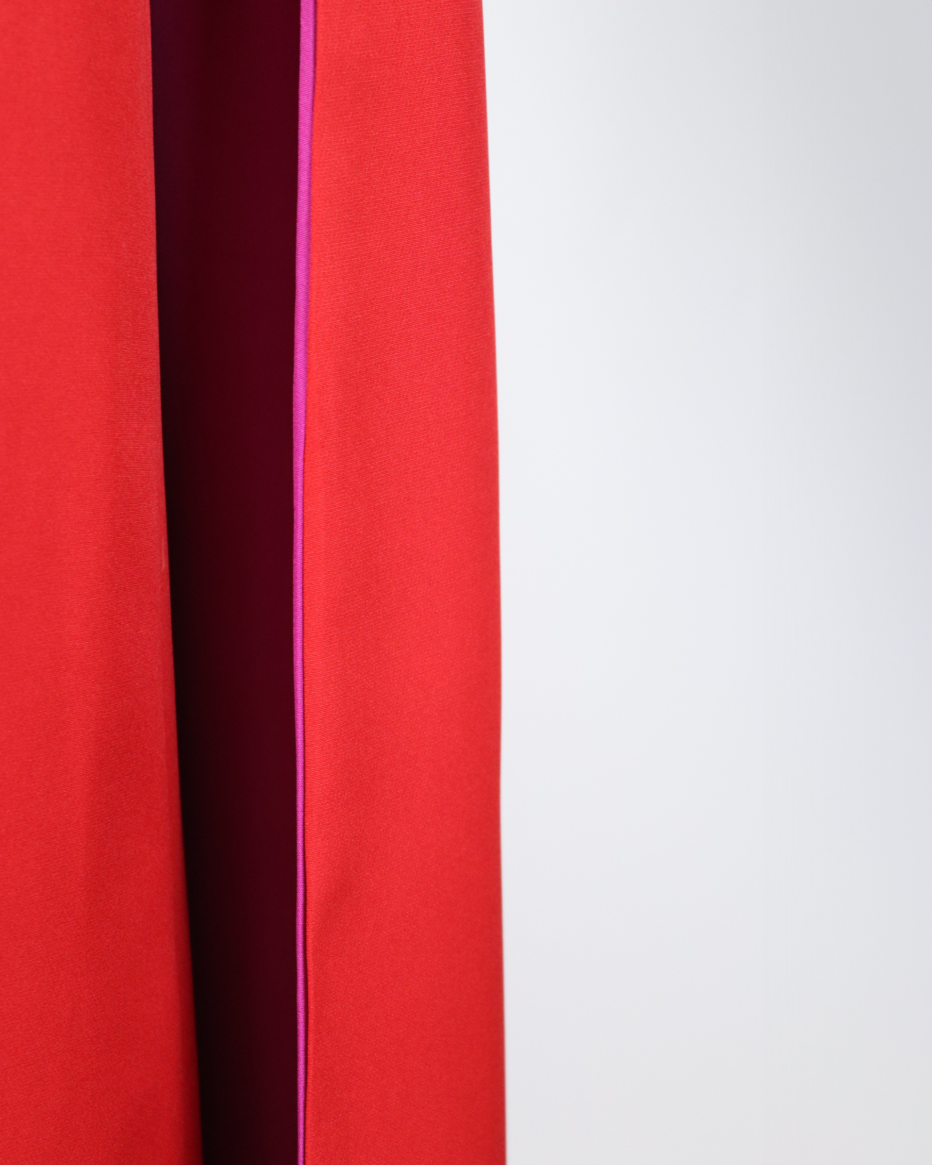 Red shoulder off dress with side cape - ROLOH