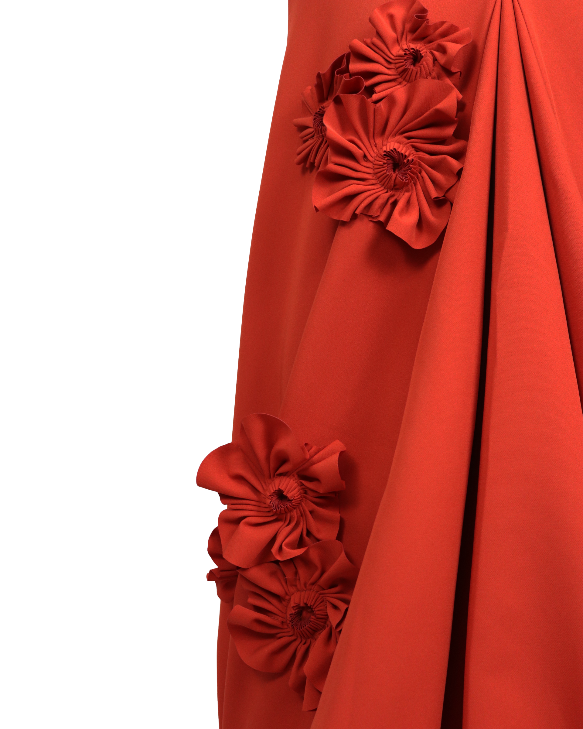 Shoulder off red dress with 3D flowers  - LOYAN
