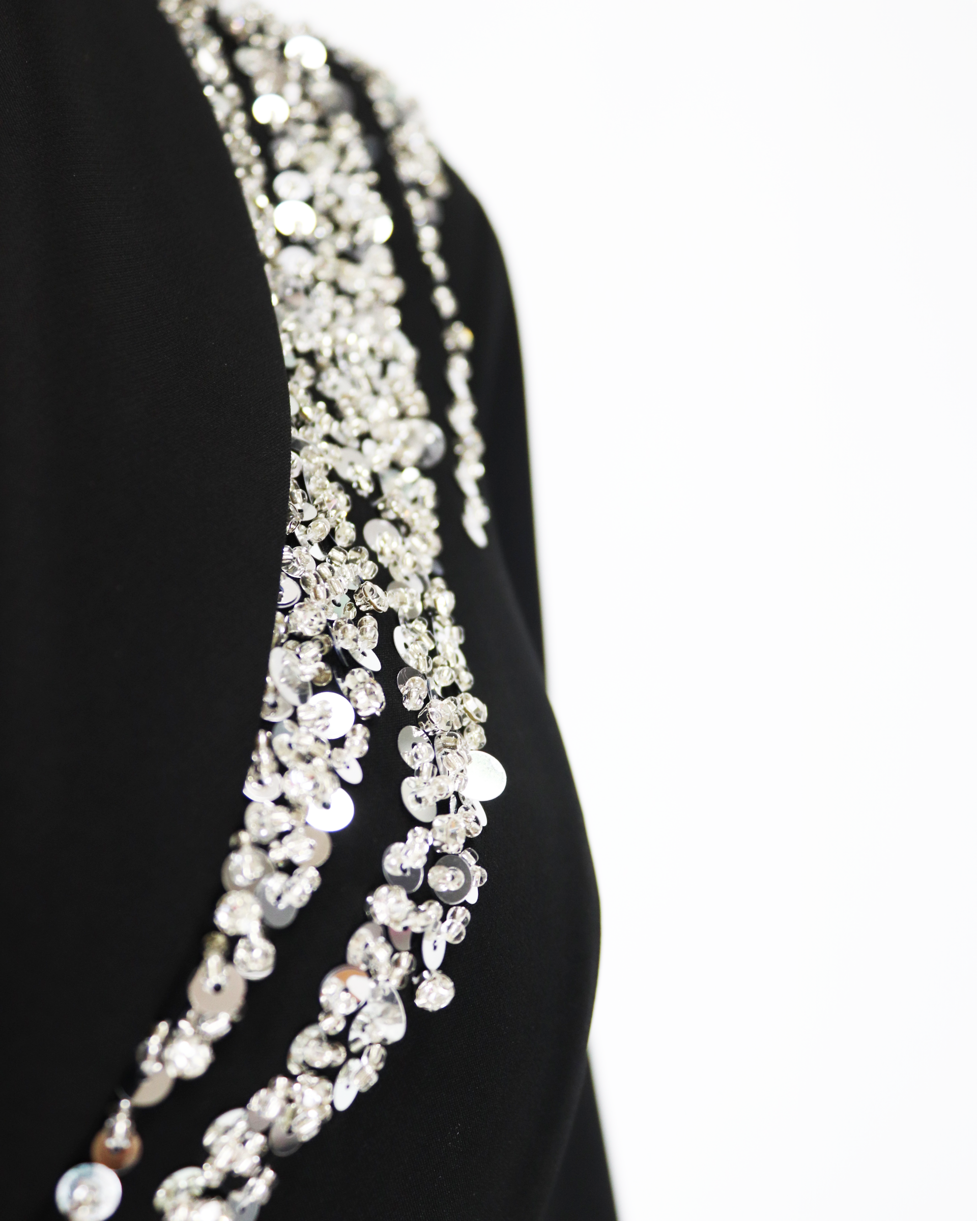Blazer black dress with beaded shoulders-Fanie