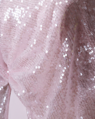 Off Shoulder  pink dress with sequined cape -Nardin