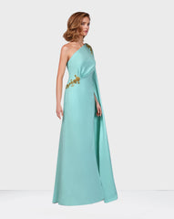 Off shoulder blue dress with cape sleeve - Jelonas
