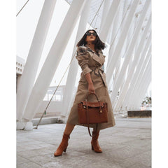 off-shoulder trench coat with contrast lapel - Alice