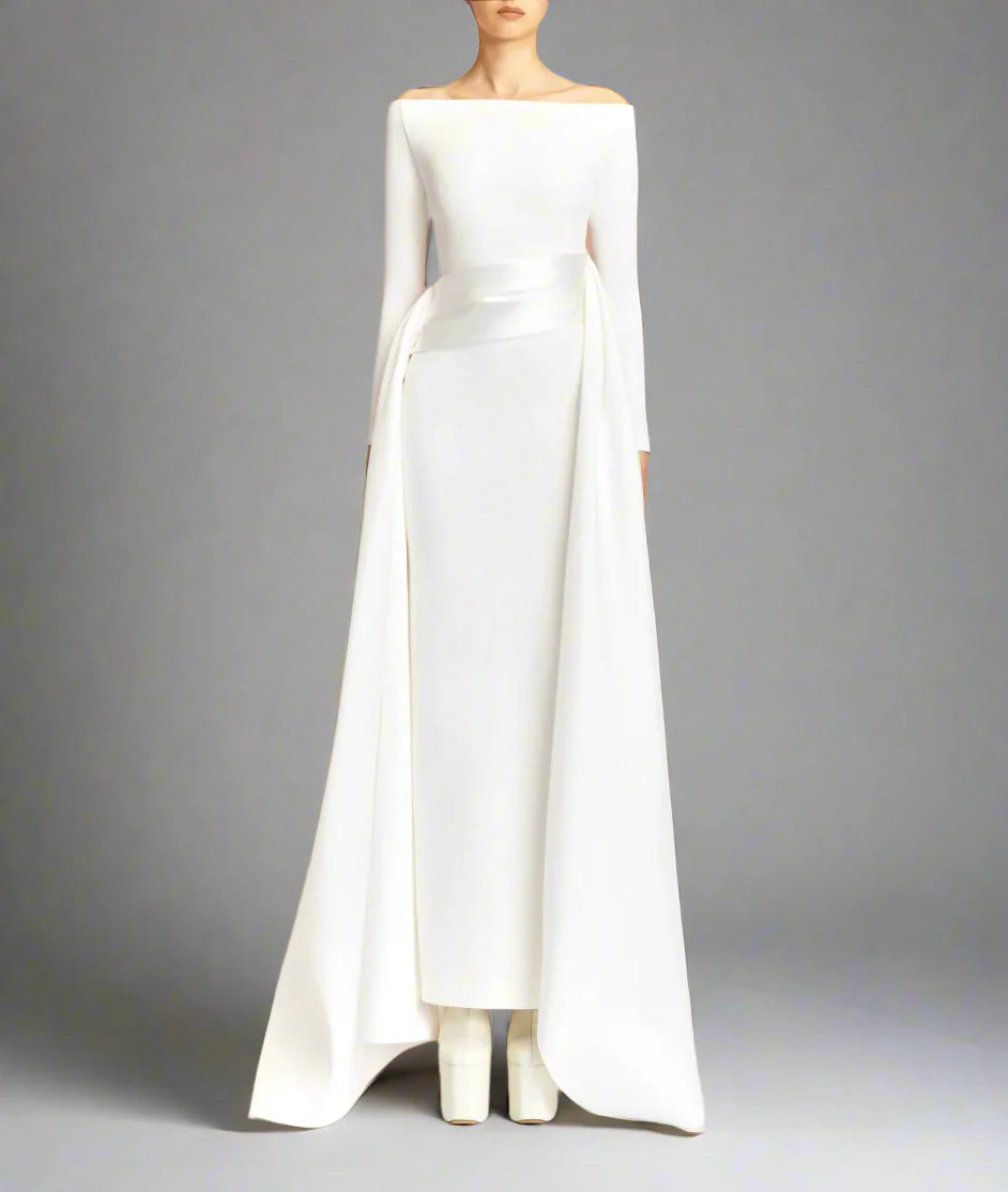 strapless column dress with structured side ruffle – IRMA