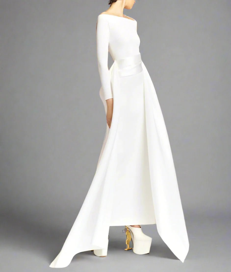 strapless column dress with structured side ruffle – IRMA