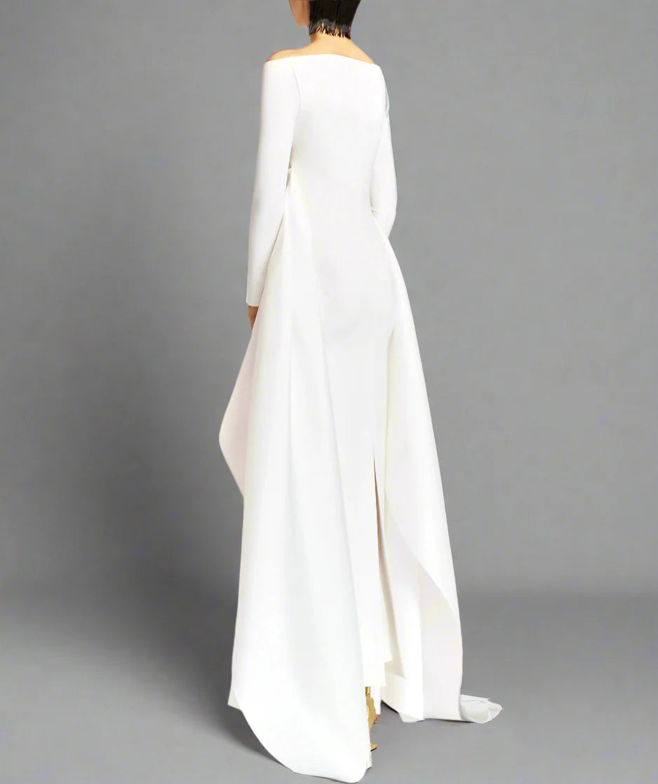 strapless column dress with structured side ruffle – IRMA