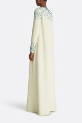 embellished neckline gown with long sleeves – Ylana