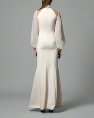Ivory white dress with puffy sleeves - Dana