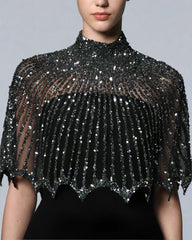 Black crepe dress with embroidered bolero - Nena