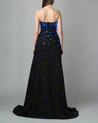 Black crepe dress fully embroidered with skirt -Bosy
