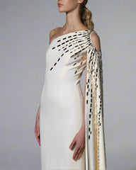 One shoulder column dress with embellished cape - Alice