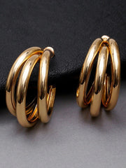 Double dome hoop earrings in polished gold – Vintuki