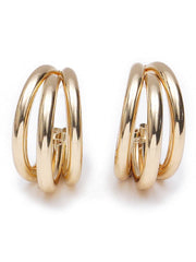 Double dome hoop earrings in polished gold – Vintuki