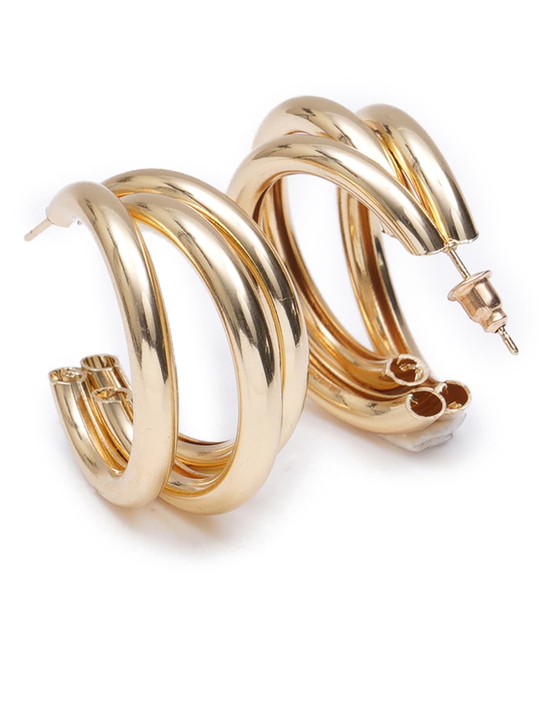 Double dome hoop earrings in polished gold – Vintuki