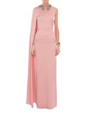 Embellished neckline cape gown – bejen
