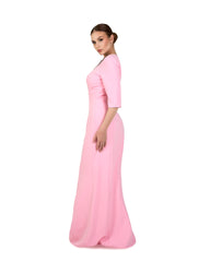 Sequinned neckline - long floor length pink dress