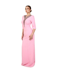 Sequinned neckline - long floor length pink dress