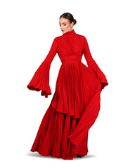 Pleated dress with bell cuffs - JOVAAN