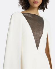 V-Neck Dress with Embellished Detail - Ivory