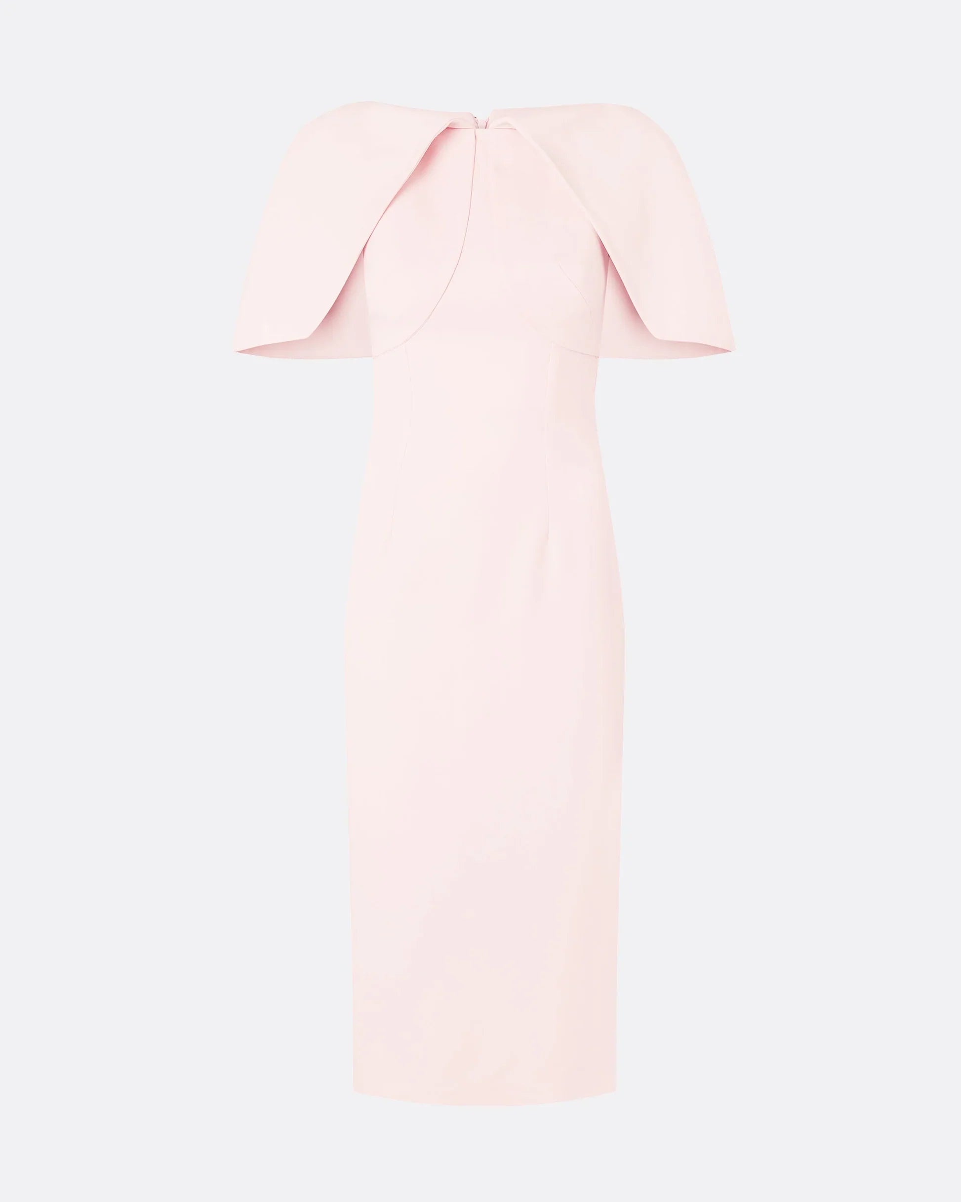 midi sheath dress with sculpted cape overlay – BLOSIE