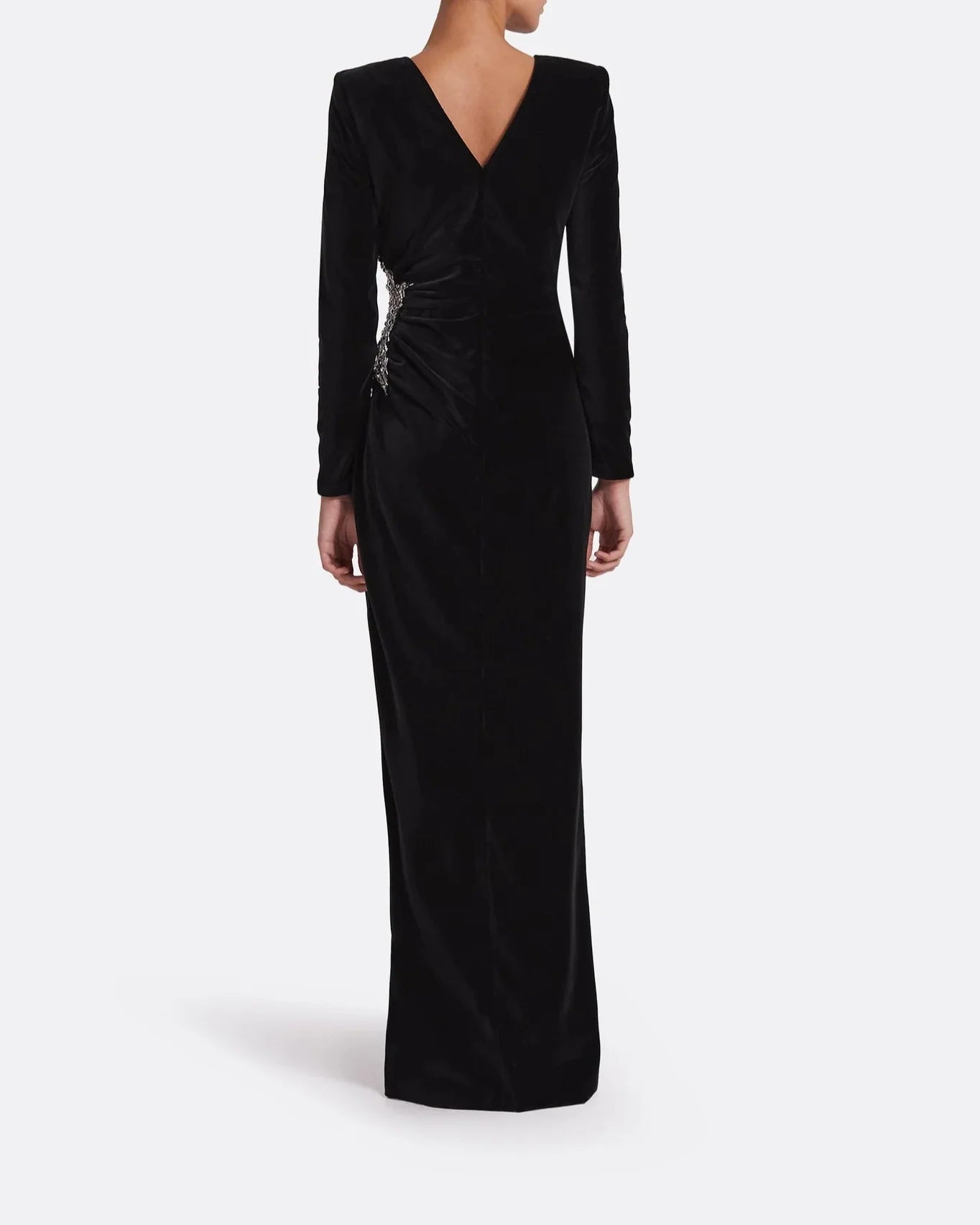 Long sleeve dress with embellished waist sides and draped details -Poppy