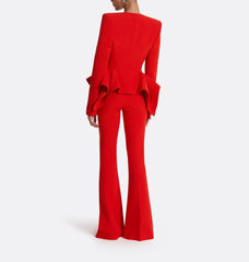 Structured blazer pants set with sculpted peplum – Flerp