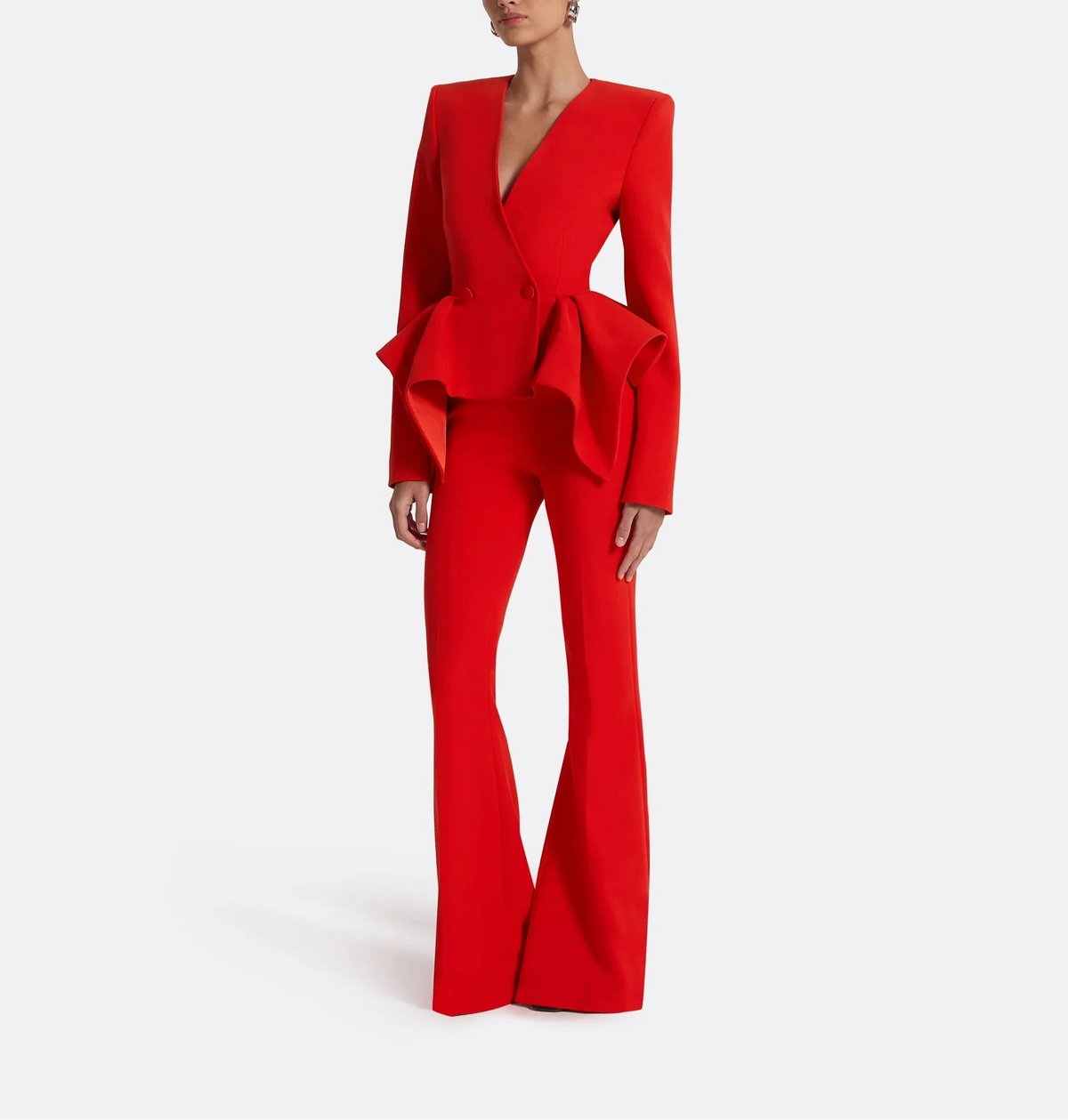 Structured blazer pants set with sculpted peplum – Flerp