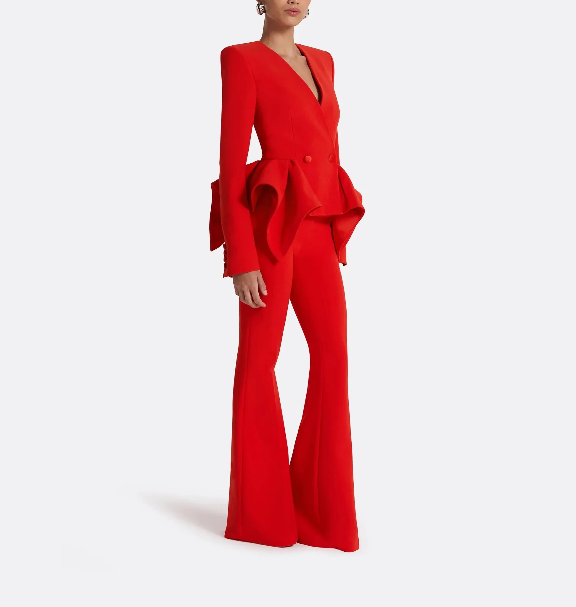 Structured blazer pants set with sculpted peplum – Flerp