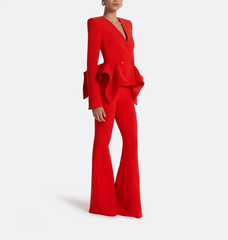 Structured blazer pants set with sculpted peplum – Flerp