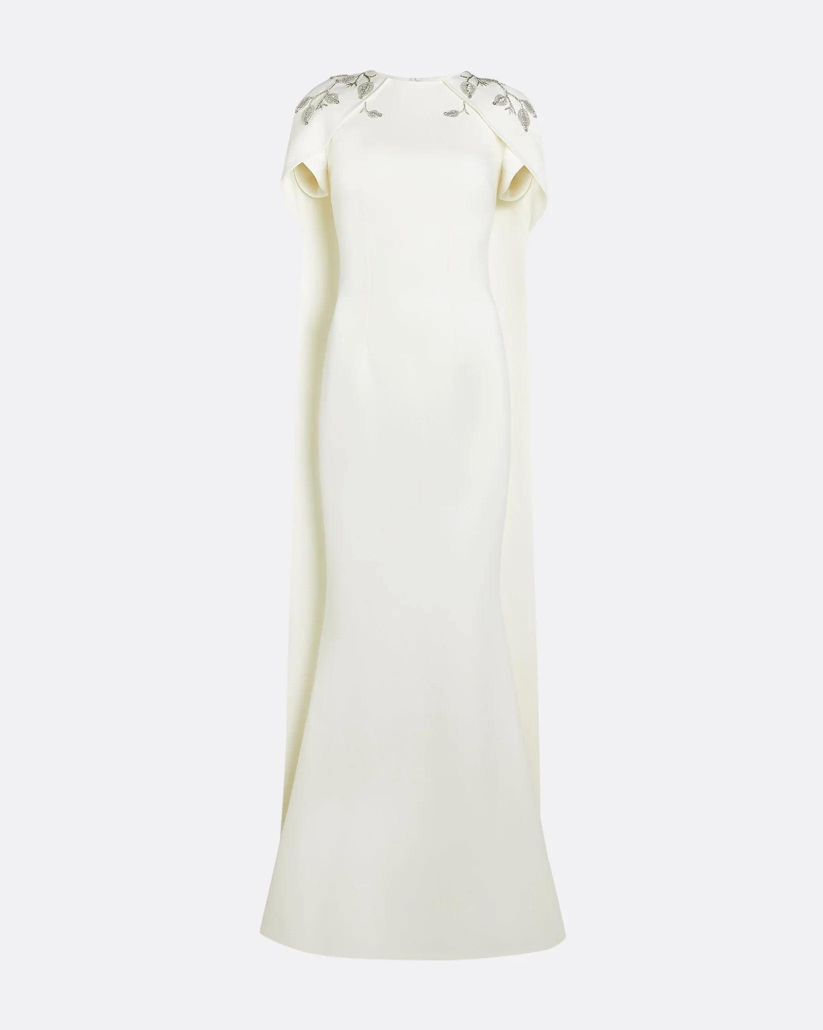 Embroidered column dress with shoulder cape - Lana