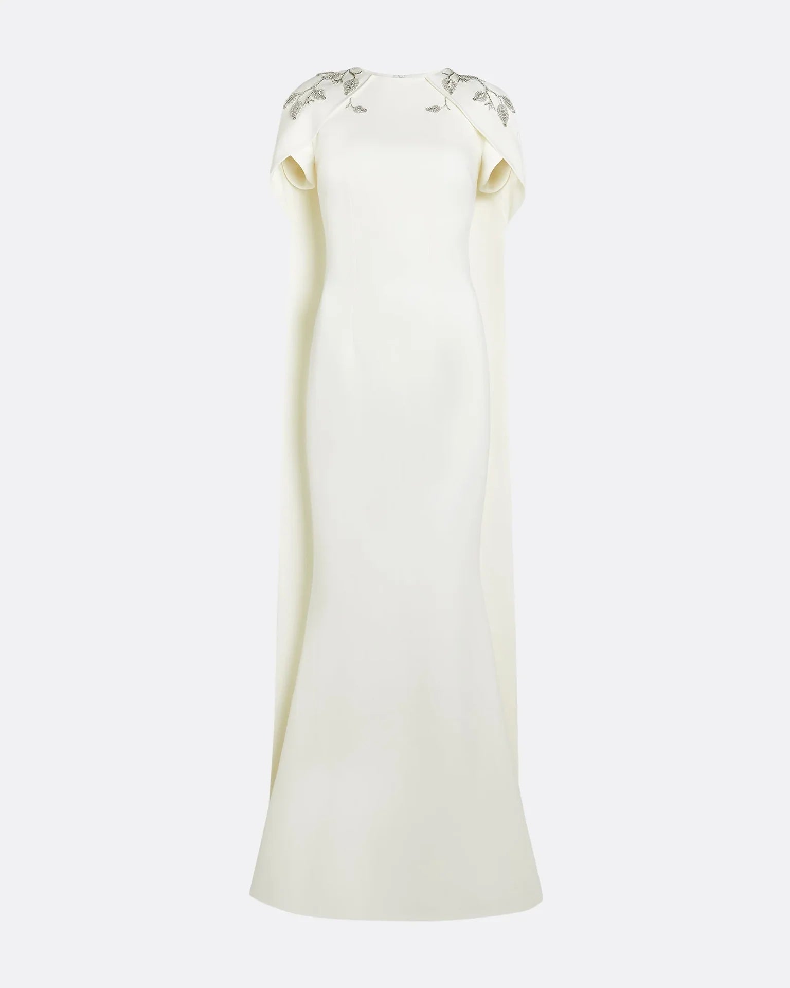 Embroidered column dress with shoulder cape - Lana